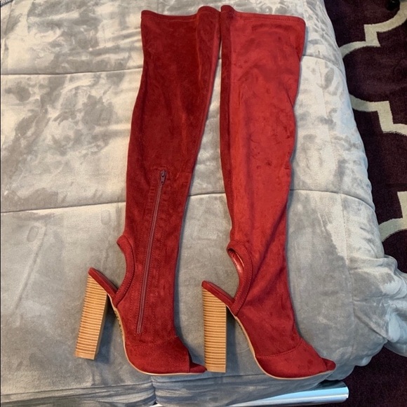 Windsor Shoes - Burgundy Over the Knee Boots 7M
